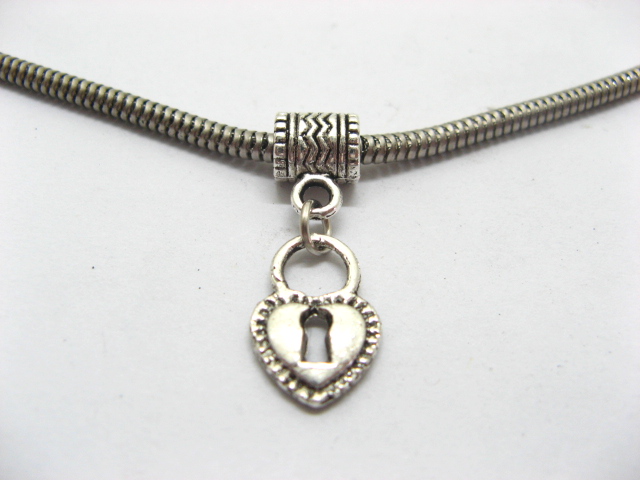 50 Silver Charms Fit European Beads with Heart ac-sp450