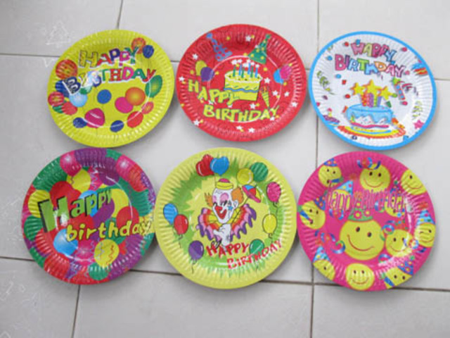 40pcs Happy Birthday Cartoon Paper Dishes Party Favor