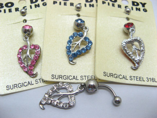 4X Leaf Rhinestone Belly Body Piercing Jewelry er-b39