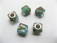 50 Skyblue Silver Cube Glass European Beads 50 Skyblue Silver Cube Glass European Beads