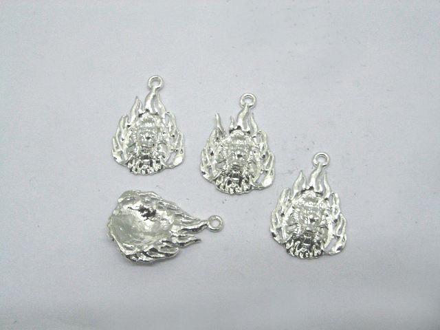 30 Shiny Silver Dragon Head Charms Pendants 46mm - Click Image to Close