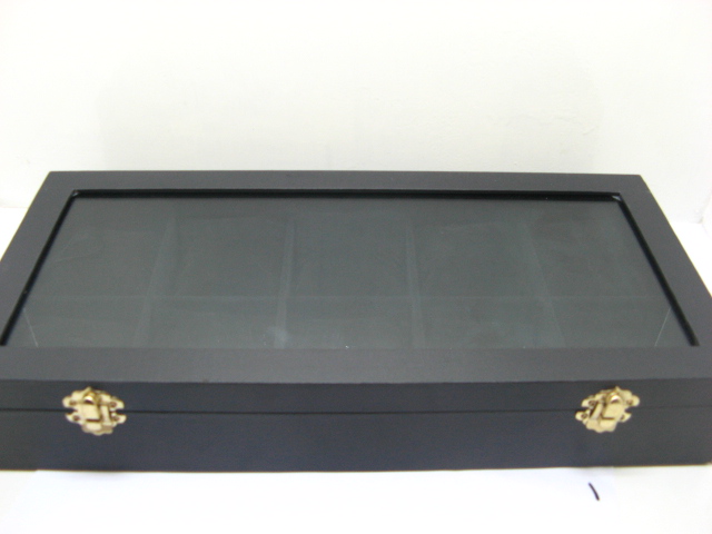 1X New Black Watch Storage Display Case with Glass Cover - Click Image to Close