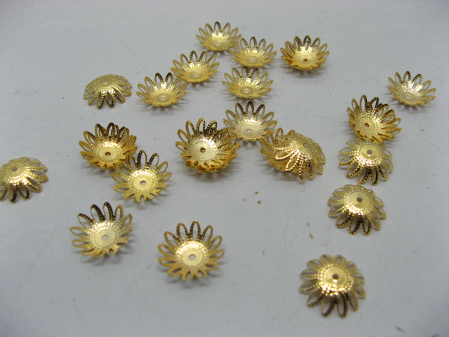 1000 Golden Filigree Flower Bead Caps 17mm ac-bc65 - Click Image to Close