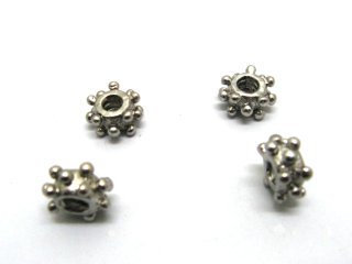 10 Metal Dotted Barrel Thread European Beads ac-sp572