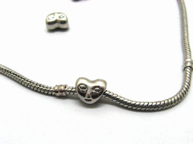 10 Metal Love Heart Thread European Beads ac-sp558 10 Metal Love Heart Thread European Beads ac-sp558