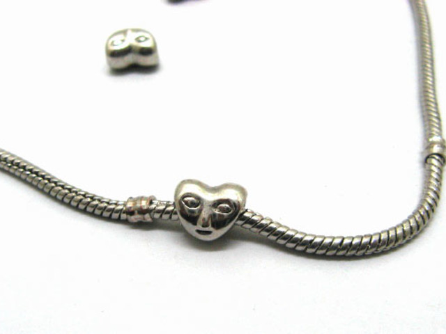 10 Metal Love Heart Thread European Beads ac-sp558 - Click Image to Close