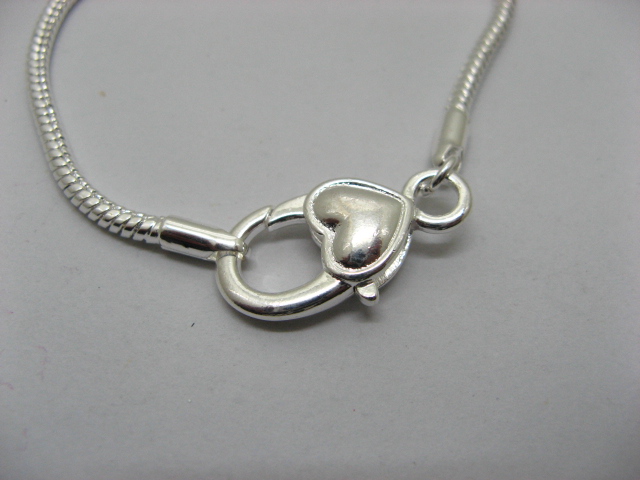 4Pcs Sliver Heart Clasp European Bracelet 20cm ac-str218 4Pcs Sliver Heart Clasp European Bracelet 20cm ac-str218