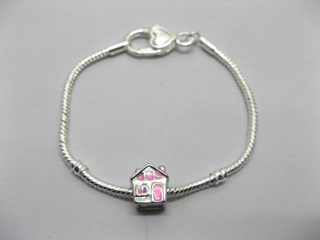 4Pcs Sliver Heart Clasp European Bracelet 19cm ac-str220 - Click Image to Close