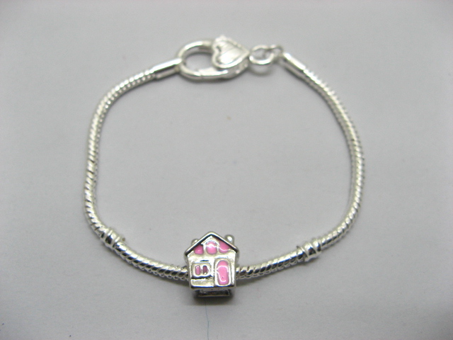 4Pcs Sliver Heart Clasp European Bracelet 19cm ac-str220 4Pcs Sliver Heart Clasp European Bracelet 19cm ac-str220