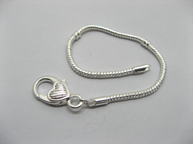 4Pcs Sliver Heart Clasp European Bracelet 20cm ac-str221 4Pcs Sliver Heart Clasp European Bracelet 20cm ac-str221