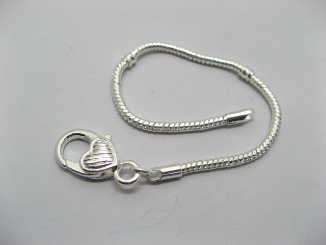 4Pcs Sliver Heart Clasp European Bracelet 20cm ac-str221 - Click Image to Close