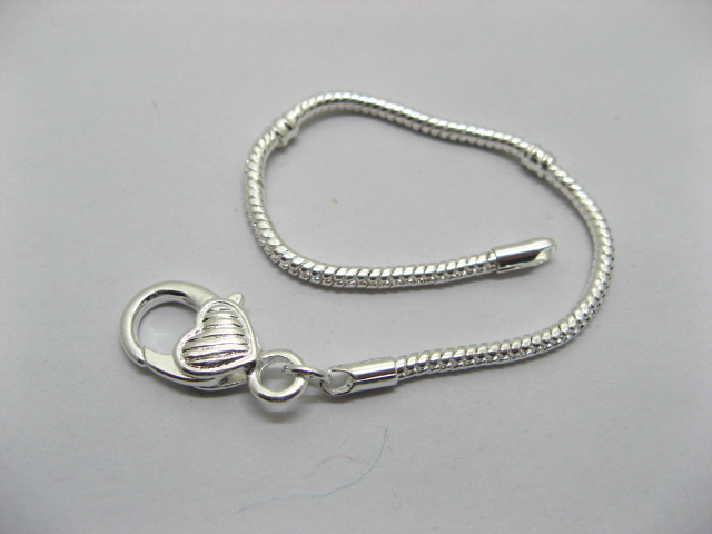 4Pcs Sliver Heart Clasp European Bracelet 21cm ac-str222 - Click Image to Close