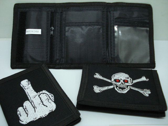 12X Black Nylon Wallets with Assorted design - Click Image to Close