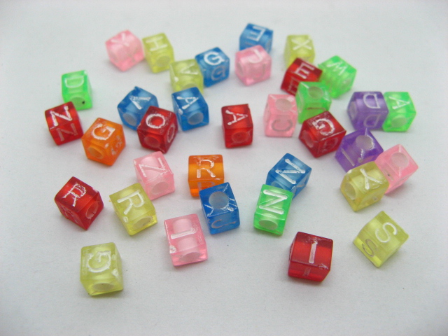 2200 Alphabet Letter Cube Beads Mixed Color - Click Image to Close