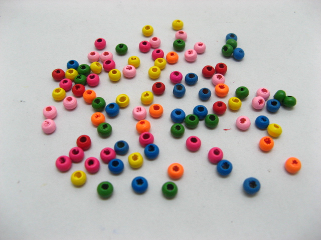 5000Pcs Colourful Round Wooden Beads 3X4mm - Click Image to Close