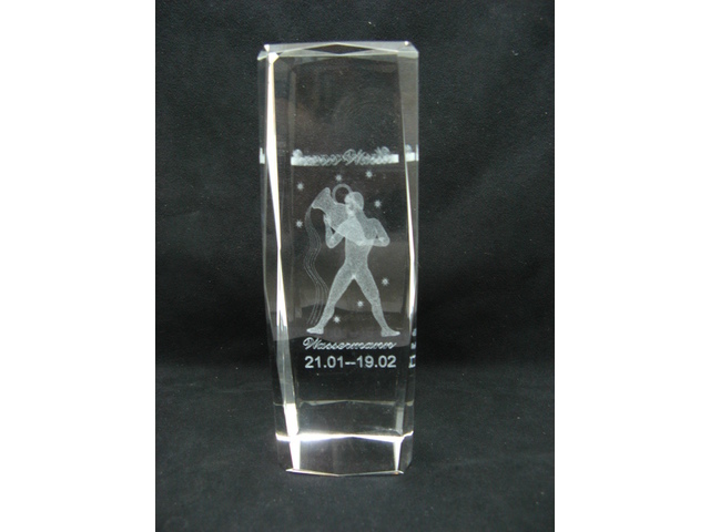 4X 3D Etched Aquarius Crystal Art Ornament Figurine