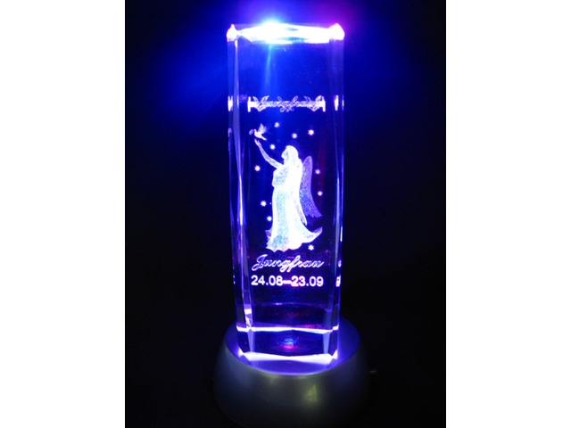 4X 3D Etched Virgo Crystal Art Ornament Figurine