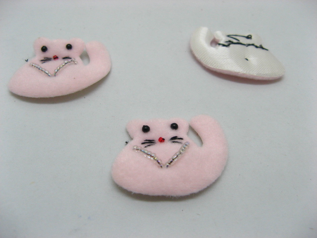 100pcs Pink Padded Appliques Craft Cats Embellishments - Click Image to Close