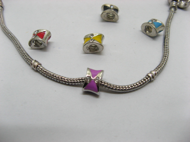 20 Metal Enamel Thread European Beads - Click Image to Close