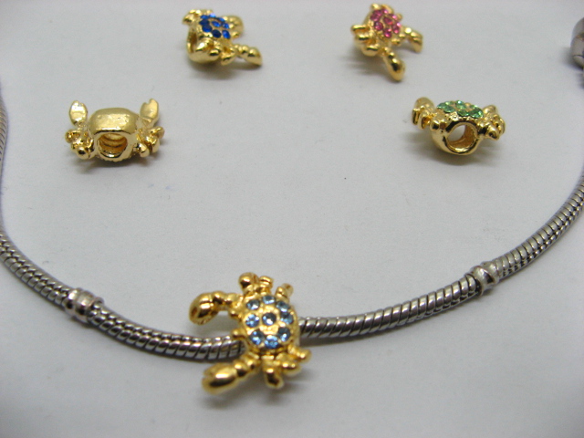 20 Golden Plated Crab Thread European Beads - Click Image to Close