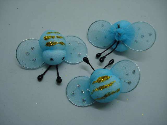 100 Light Blue Cute Bee Charms Jewellery Crafts - Click Image to Close
