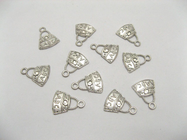 200 Charms Carved "ABC' letter Handbags Pendants - Click Image to Close