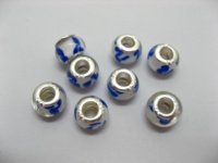 100 Blue & White Round Glass European Beads pa-g17 100 Blue & White Round Glass European Beads pa-g17