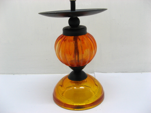 10Pcs Black Wrought Iron&Yellow Glass Candle Holder 10Pcs Black Wrought Iron&Yellow Glass Candle Holder