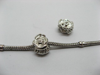 20 Alloy Flower Thread European Beads pa-m39 - Click Image to Close