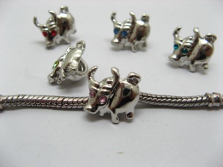 20 Alloy Ox Shape Thread European Beads pa-m42 - Click Image to Close