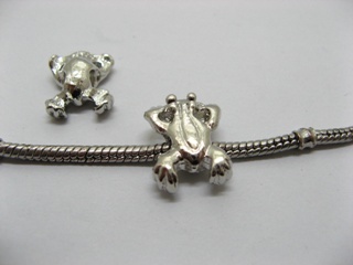 20 Alloy Frog Shape Thread European Beads pa-m44 - Click Image to Close