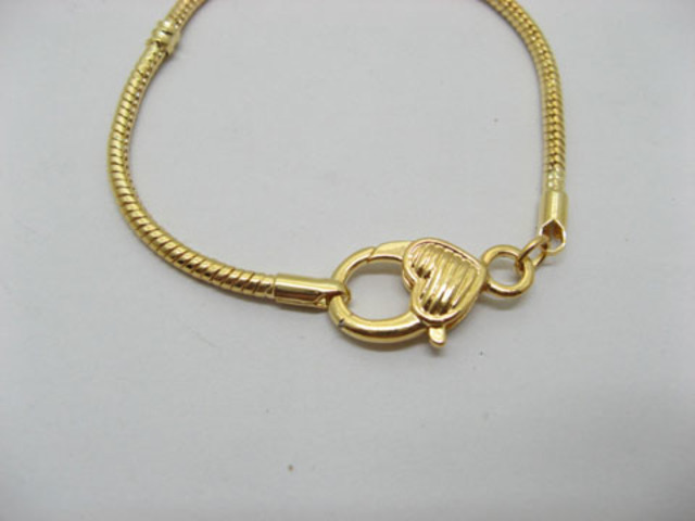 4Pcs Golden Heart Clasp European Bracelet 20cm ac-str257 - Click Image to Close