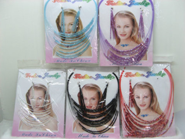 12sets Fashion Assorted Glass Beaded Necklace with Earring