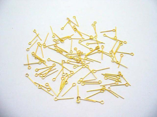 3300Pcs Golden plated 45mm eye pins Jewelry finding - Click Image to Close