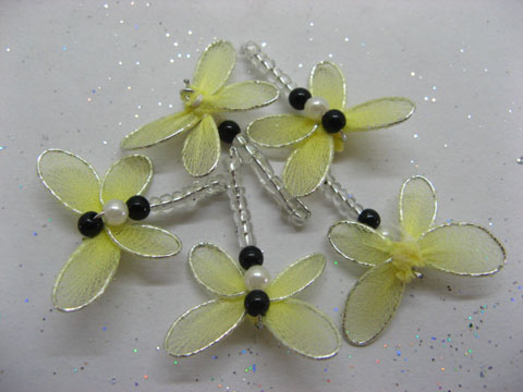 100 Yellow Fairy Dragonfly Jewellery Charms Pendants - Click Image to Close