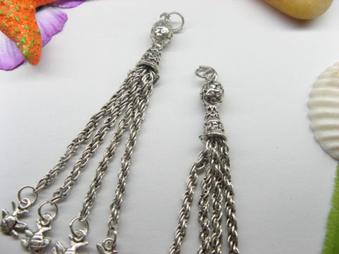 20 Metal Chain Pendants with Fish Dangle Finding ac-mp183 - Click Image to Close