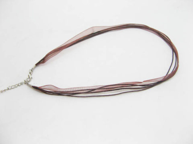 100 Brown Multi-stranded Waxen & Ribbon For Necklace 100 Brown Multi-stranded Waxen & Ribbon For Necklace