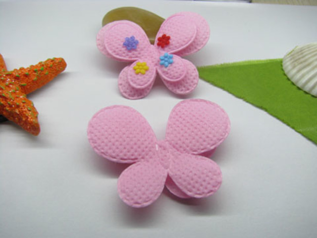 200 Cute Pink Non-woven Fabric Padded Butterfly Embellishments 200 Cute Pink Non-woven Fabric Padded Butterfly Embellishments