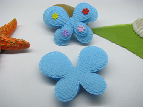 200 Cute Blue Non-woven Fabrics Padded Butterfly Embellishments - Click Image to Close