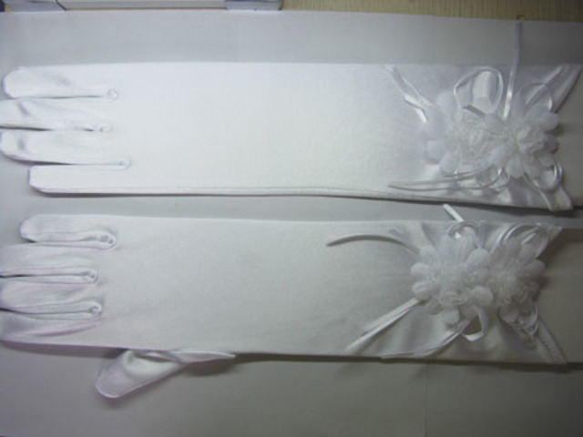 2Pair Elegant Wedding Bridal Gloves with Flower 37cm - Click Image to Close