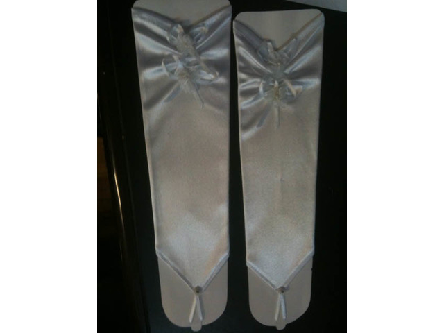 2Pairs White Wedding Dress/Satin Bridal Gloves 34cm
