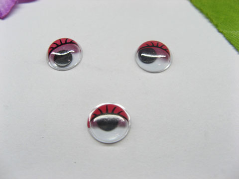 1000 Red Joggle Eyes/Movable Eyes with Eyelash for Crafts 10mm - Click Image to Close