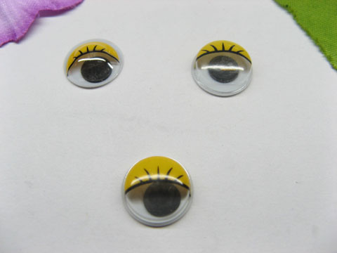 800 Yellow Joggle Eyes/Movable Eyes with Eyelash for Crafts 12mm - Click Image to Close