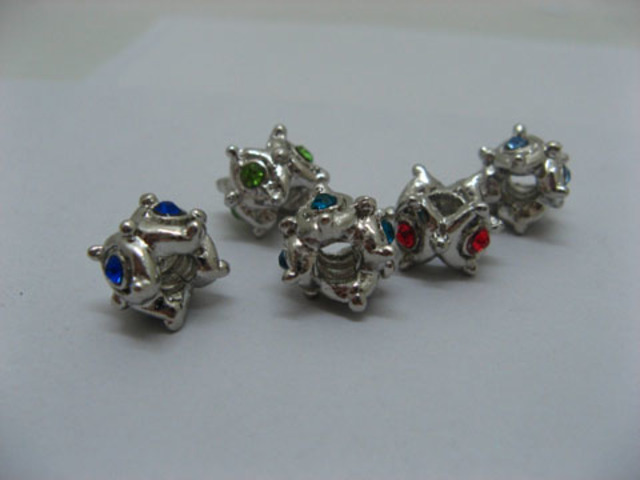 20 Metal European Thread Beads with Rhinestone pa-m124