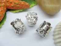 10 Silver Flower Thread European Beads pa-m208 10 Silver Flower Thread European Beads pa-m208