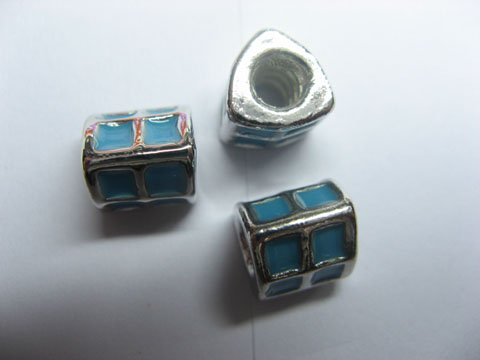10 Blue Enamel Metal Thread European Beads pa-m183 - Click Image to Close