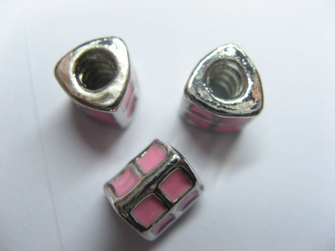 10 Pink Enamel Metal Thread European Beads pa-m186 - Click Image to Close