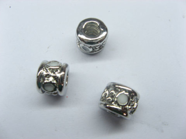 10 Metal Barrel Thread European Beads pa-m188 - Click Image to Close