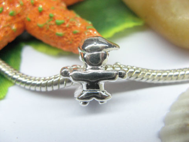 10 Silver Boy Thread European Beads pa-m195 10 Silver Boy Thread European Beads pa-m195