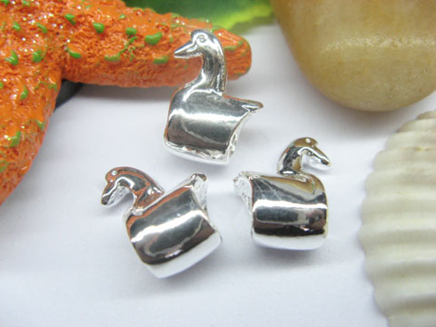 10 Silver Swan Thread European Beads pa-m199 - Click Image to Close